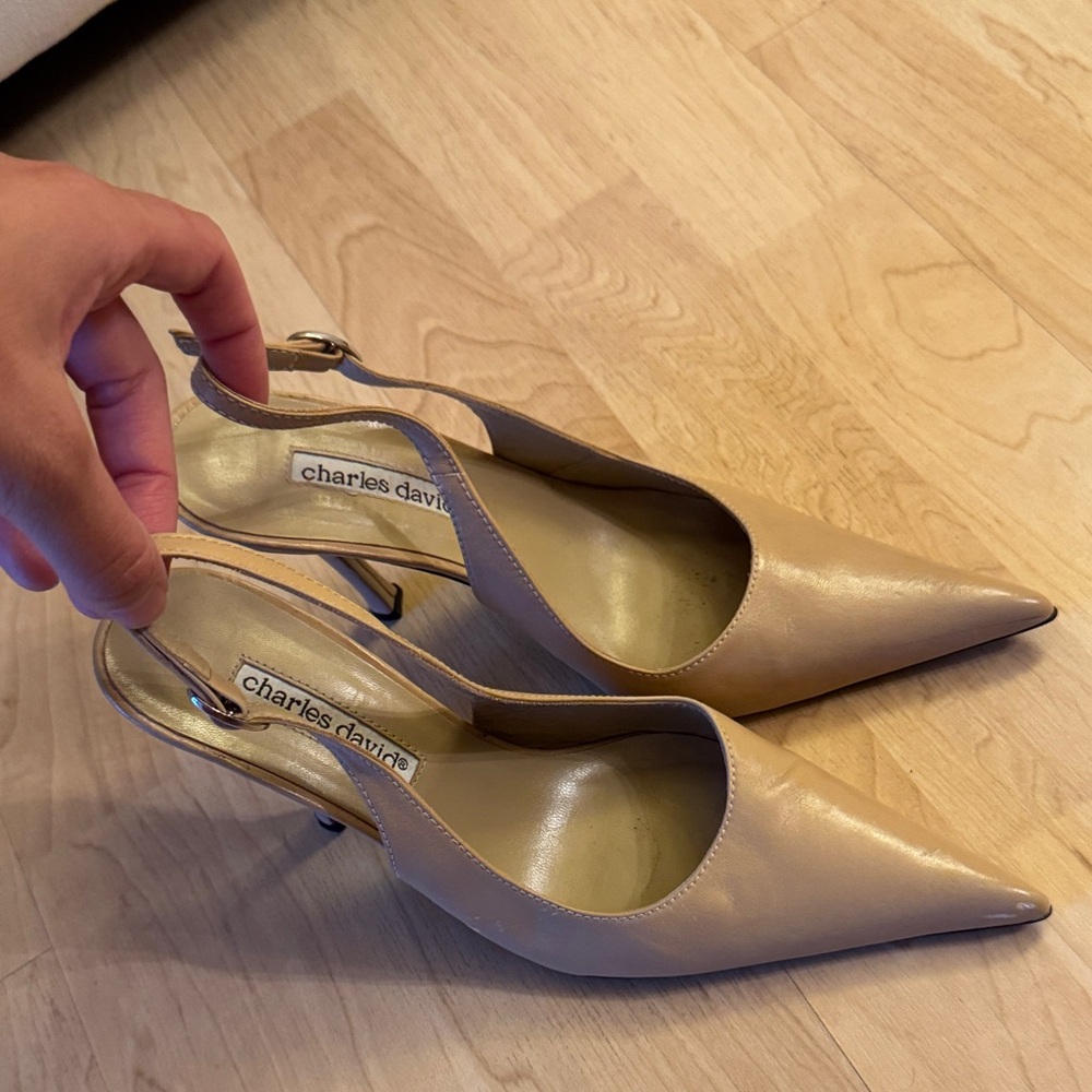 Charles David Beige Slingback Heels